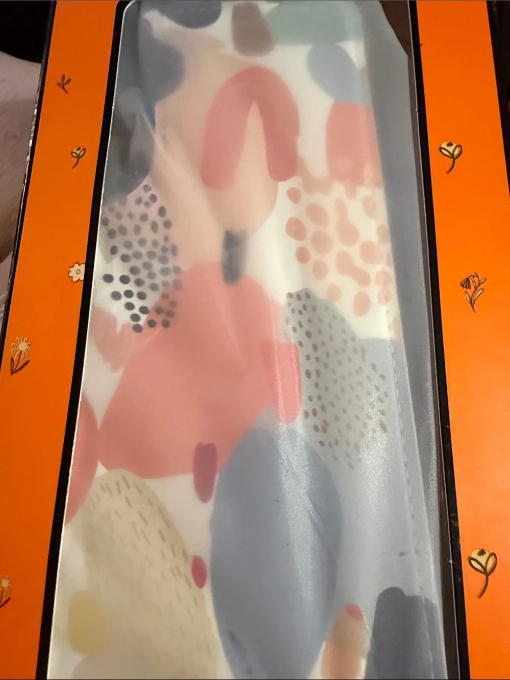 Stylish Abstract Print Wallet Phone Case with Card Slots - Peach & Blue  NIB